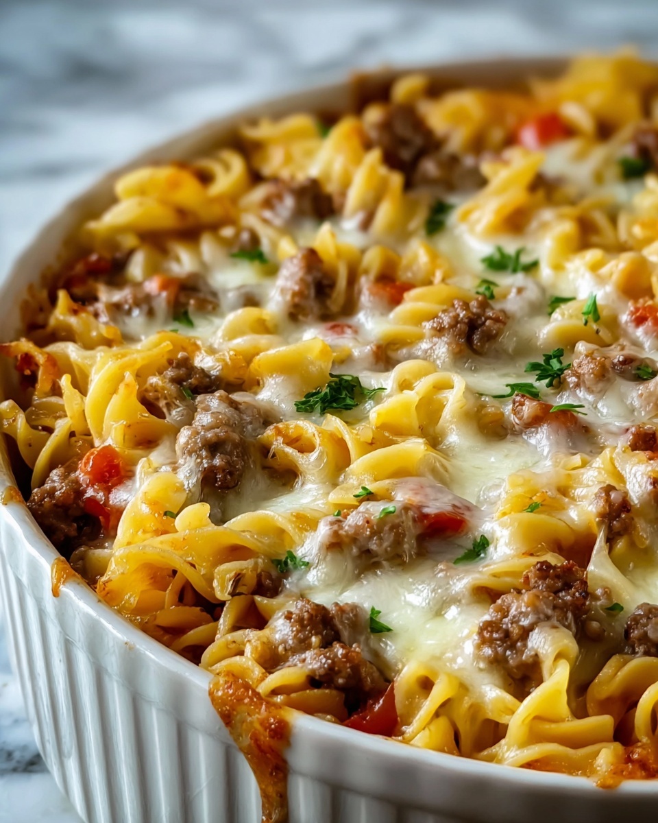Cheesy Beef and Noodle Casserole Recipe - Recipe Image