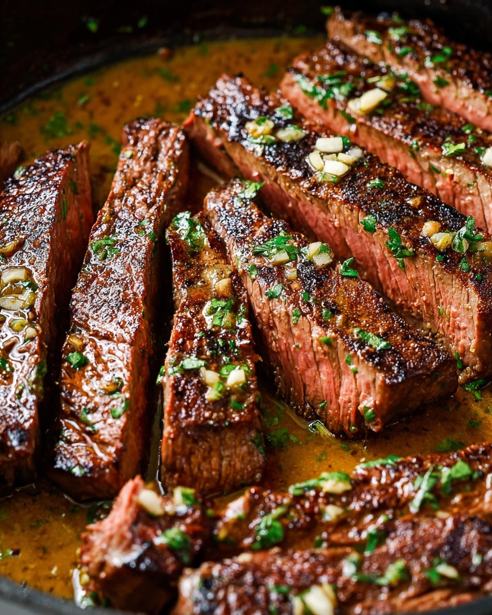 Garlic Butter Skillet Flank Steak Oven Recipe - Recipe Image