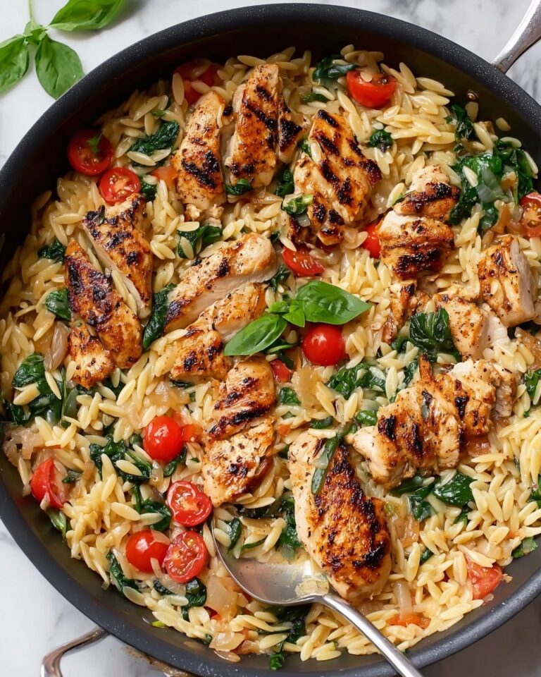 Creamy Chicken Orzo with Cherry Tomatoes and Spinach Recipe