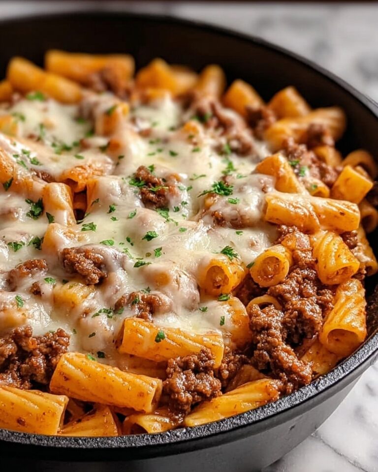 Cheesy Ground Beef Pasta Skillet Recipe