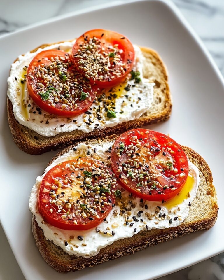Ricotta & Tomato Toast with Sesame Seeds and Olive Oil Recipe