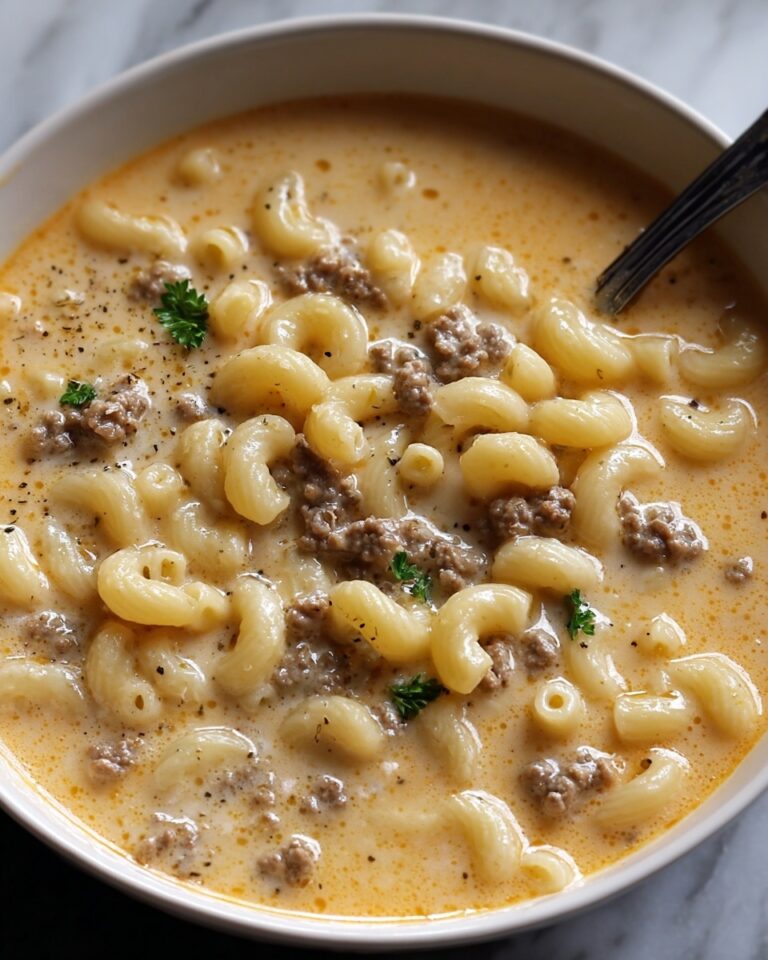 One-Pot Macaroni Cheeseburger Soup Recipe