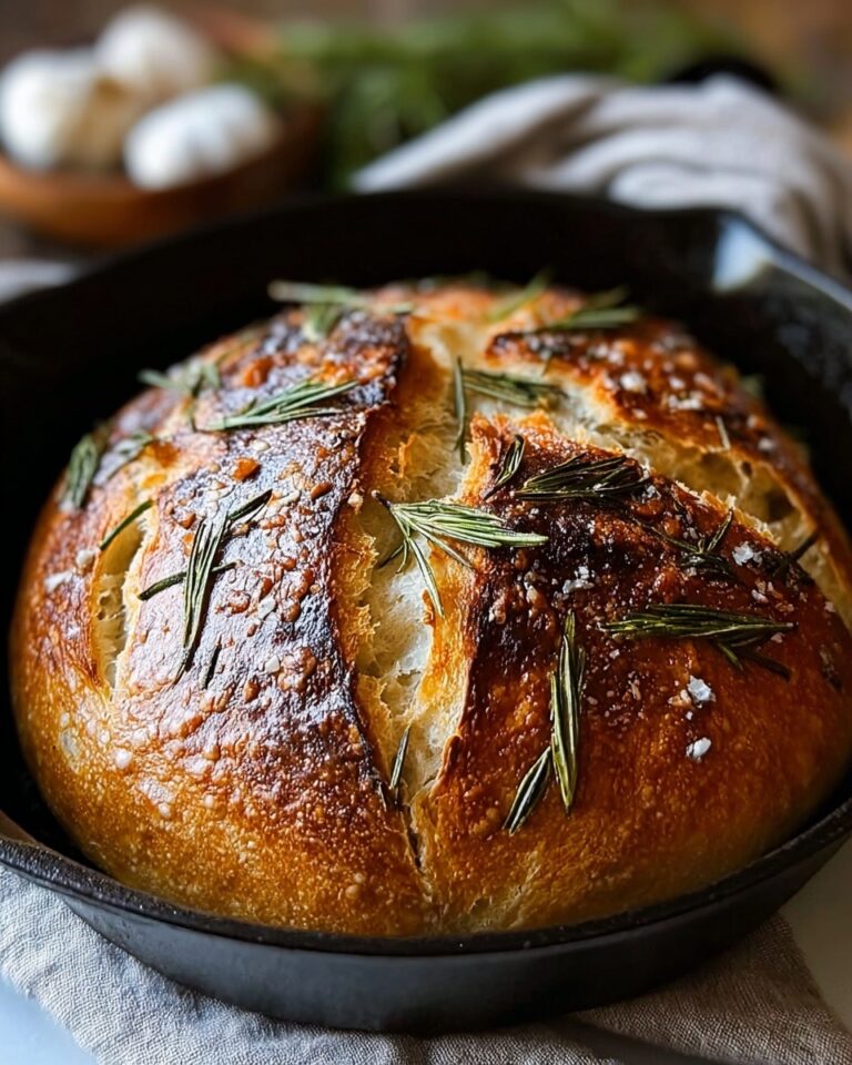 Rustic No-Knead Rosemary Garlic Bread Recipe