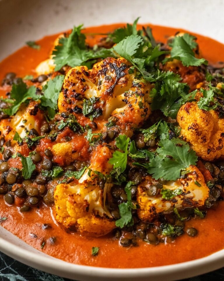 Spice-Roasted Cauliflower in Coconut Tomato Sauce with Lentils Recipe