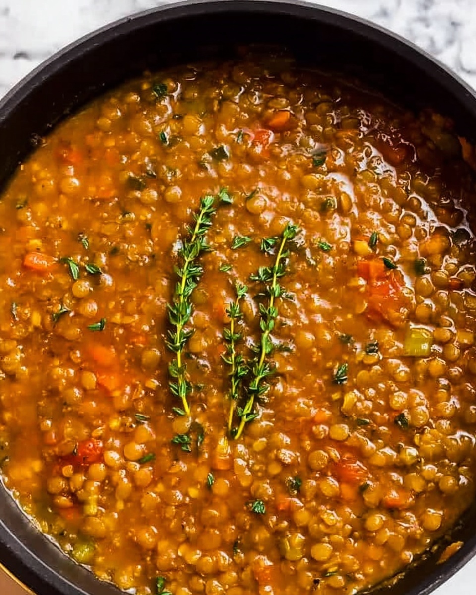 French Lentil Soup with Roasted Red Peppers and Herb-Garlic Chicken Recipe - Recipe Image
