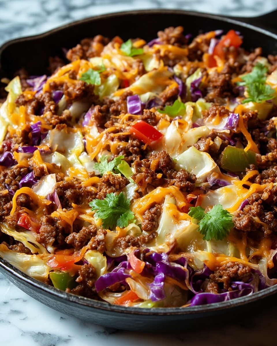 Ground Beef Taco Cabbage Skillet Recipe - Recipe Image