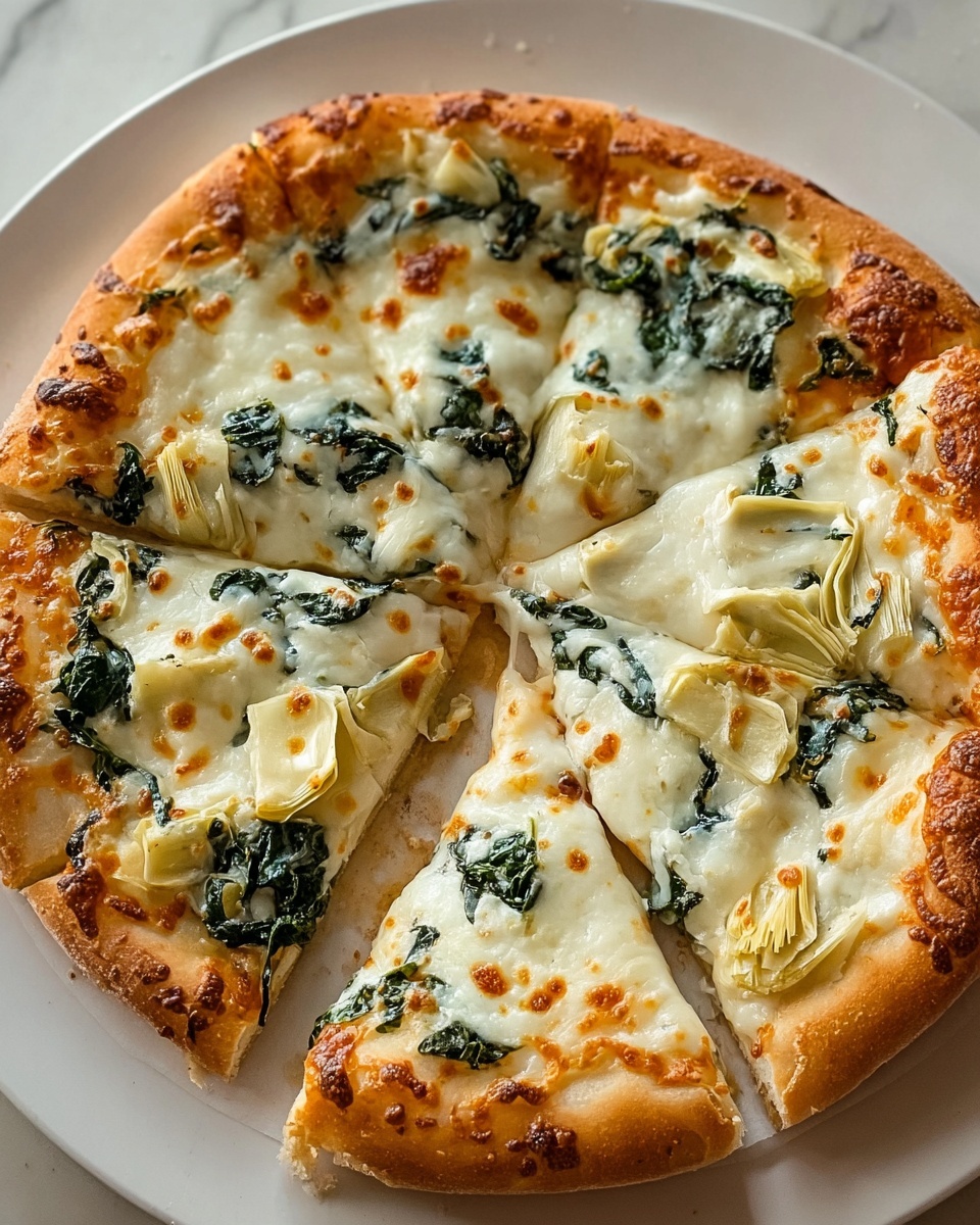 High Protein Spinach Artichoke Pizza Recipe - Recipe Image