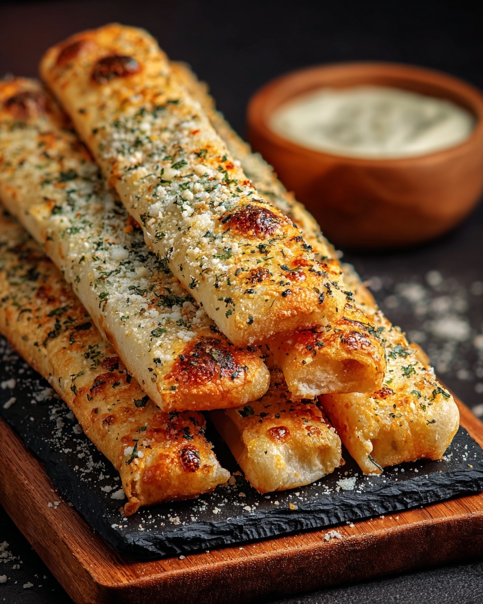 Golden Sourdough Cheesy Breadsticks Recipe - Recipe Image