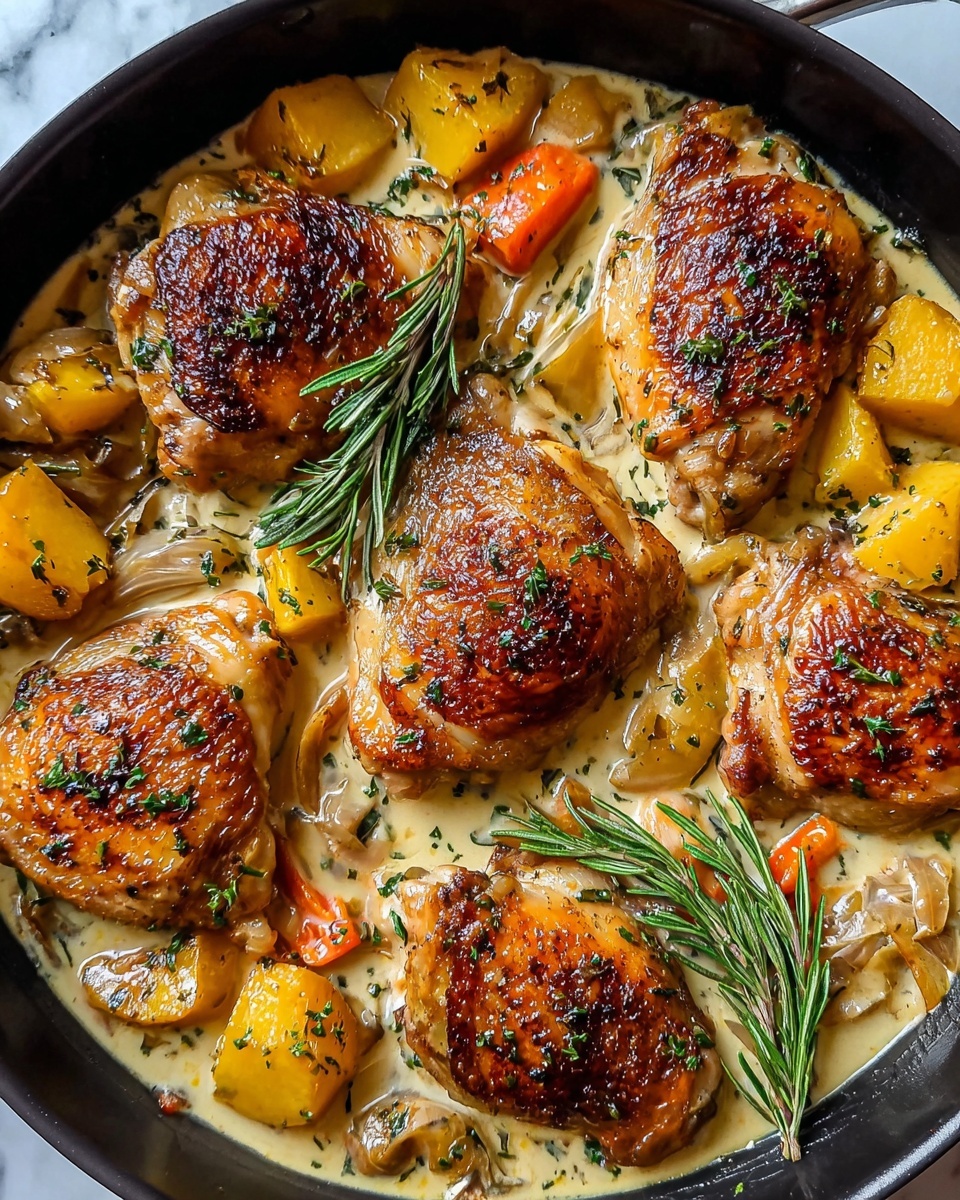 Herb Roasted Chicken in Creamy Garlic Herb Sauce Recipe - Recipe Image