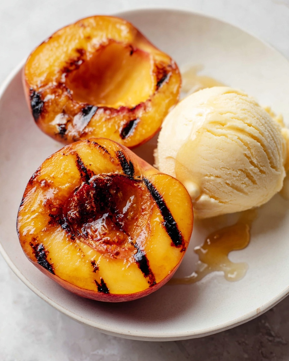 Grilled Peaches with Vanilla Ice Cream Recipe - Recipe Image