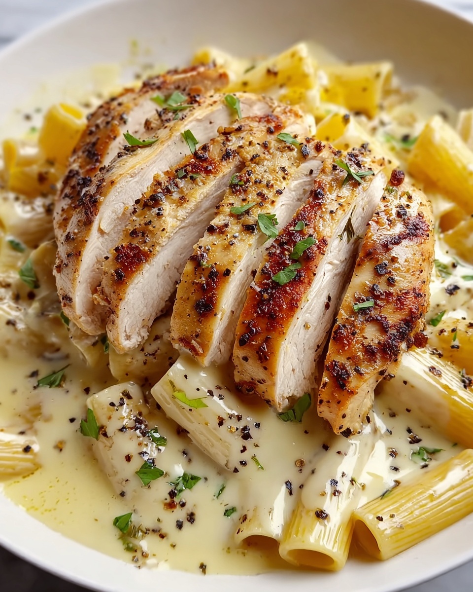 Garlic Parmesan Chicken with Creamy Rigatoni Pasta Recipe - Recipe Image