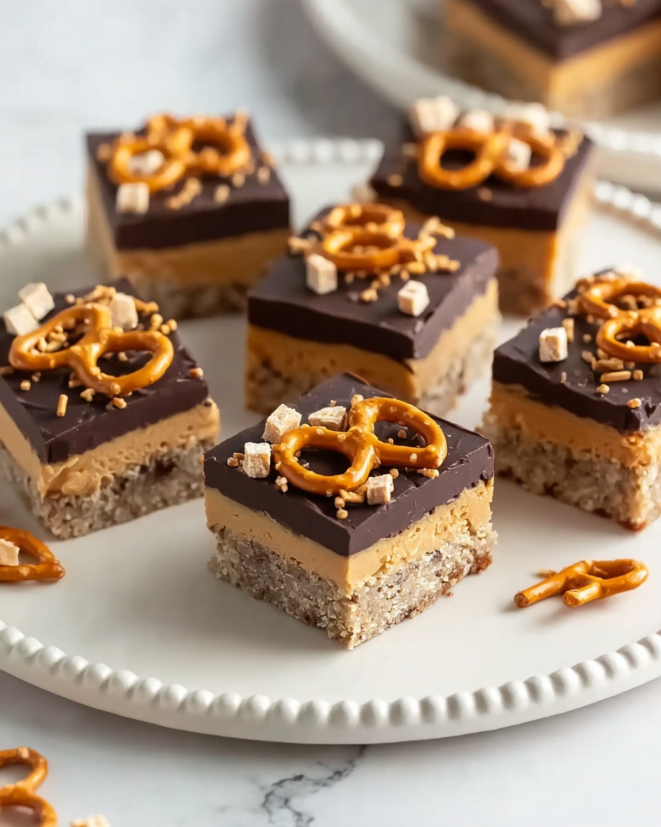 Chocolate Pretzel Peanut Butter Squares Recipe - Recipe Image