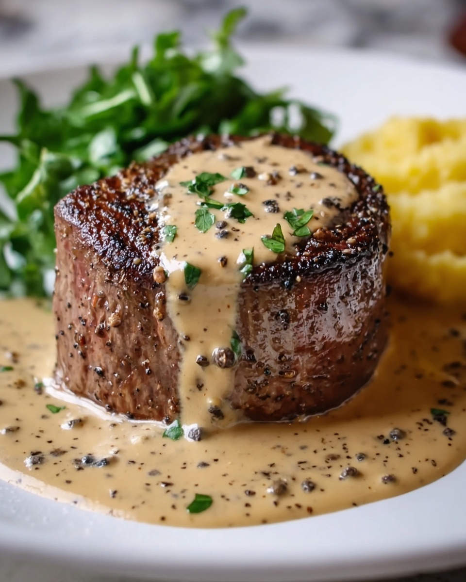 Filet Mignon with Creamy Peppercorn Sauce Recipe - Recipe Image