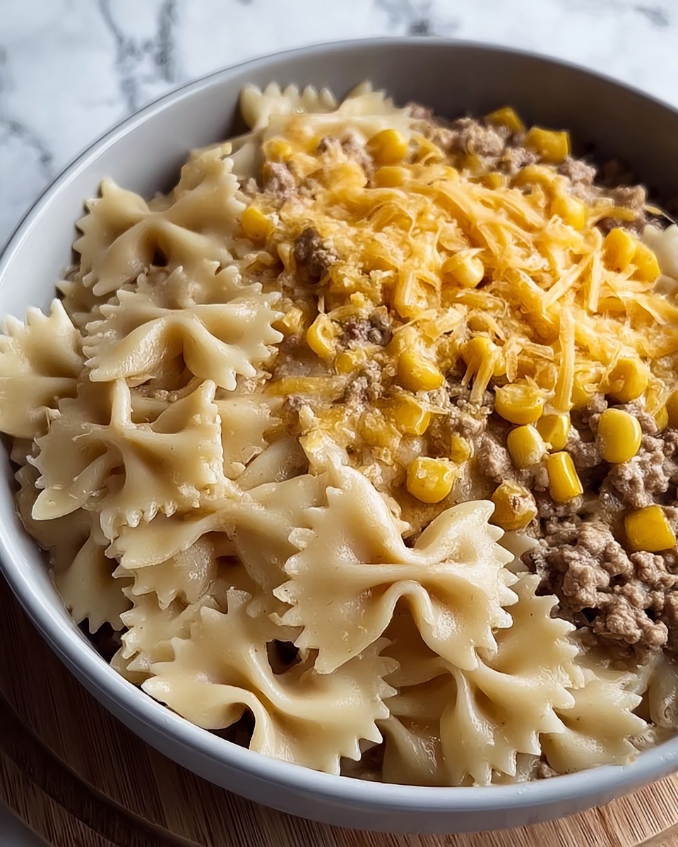Creamy Ranch Beef and Sweet Corn Bowtie Casserole Recipe - Recipe Image