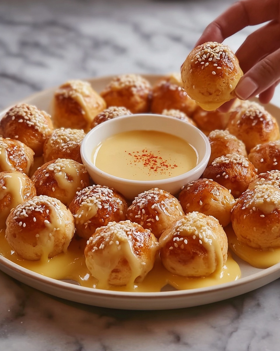 Pretzel Bites with Cheddar Cheese Sauce Recipe - Recipe Image
