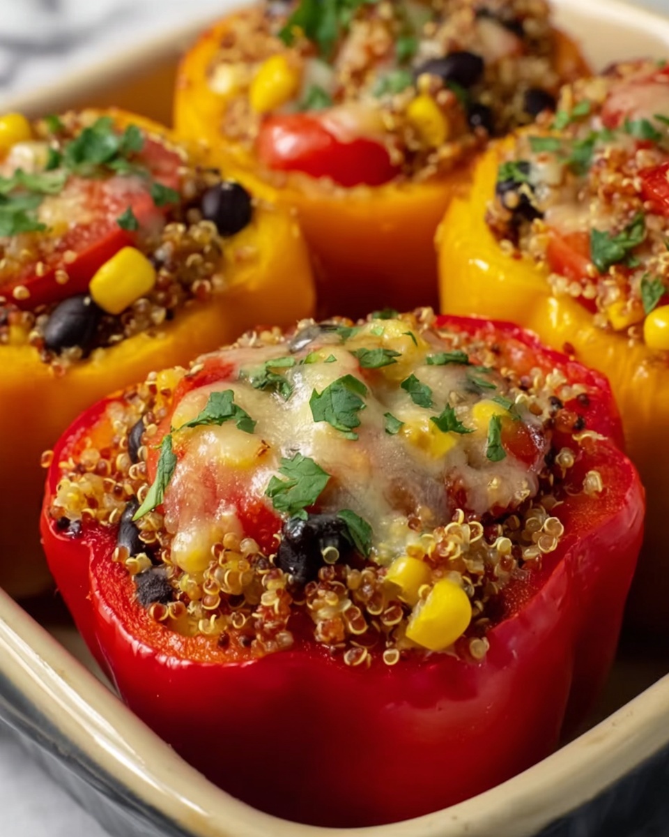 Spicy Vegetarian Quinoa Stuffed Bell Peppers Recipe - Recipe Image