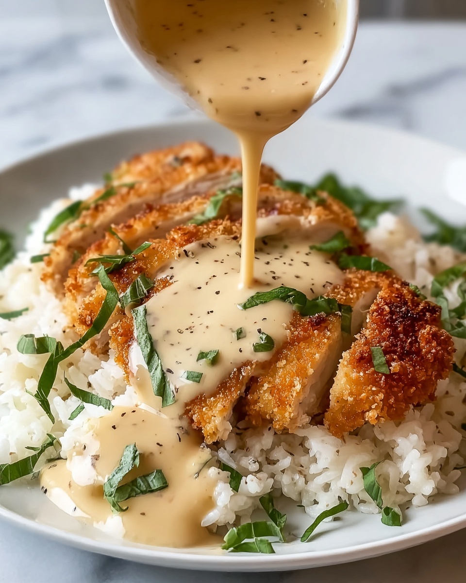 Parmesan-Crusted Chicken with Creamy Garlic Sauce Recipe - Recipe Image