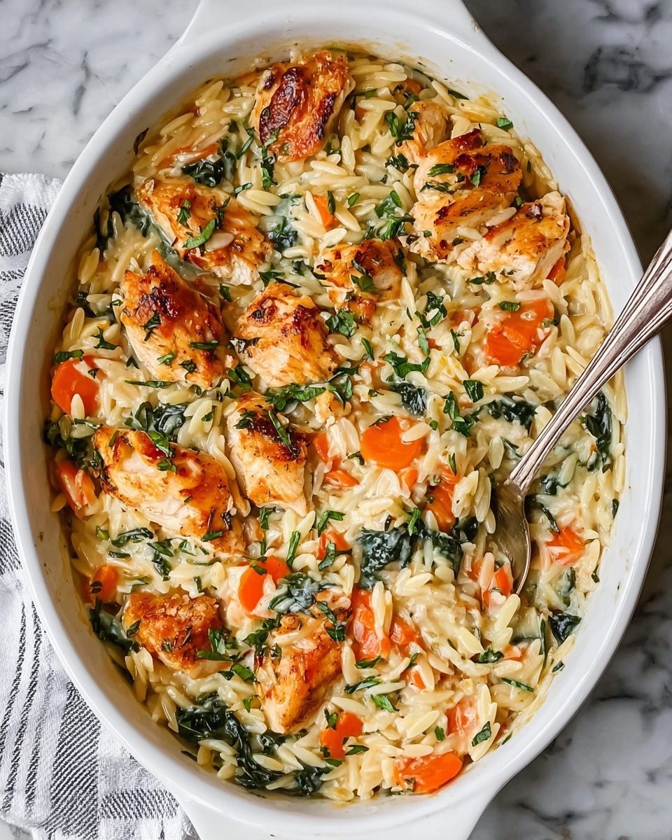 Creamy Chicken and Orzo Bake Recipe - Recipe Image