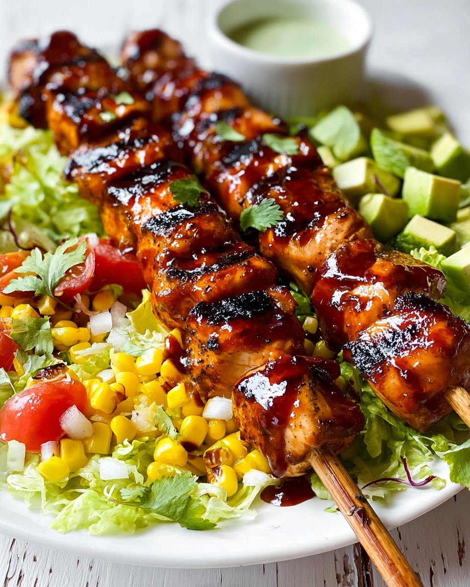 BBQ Chicken Skewer Salad with Herb Mayo and Grilled Corn Recipe - Recipe Image