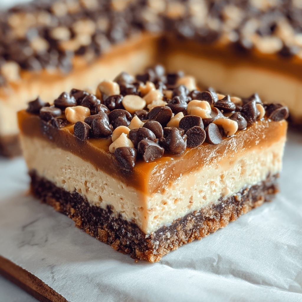 Chocolate Peanut Butter Cheesecake Bars Recipe - Recipe Image