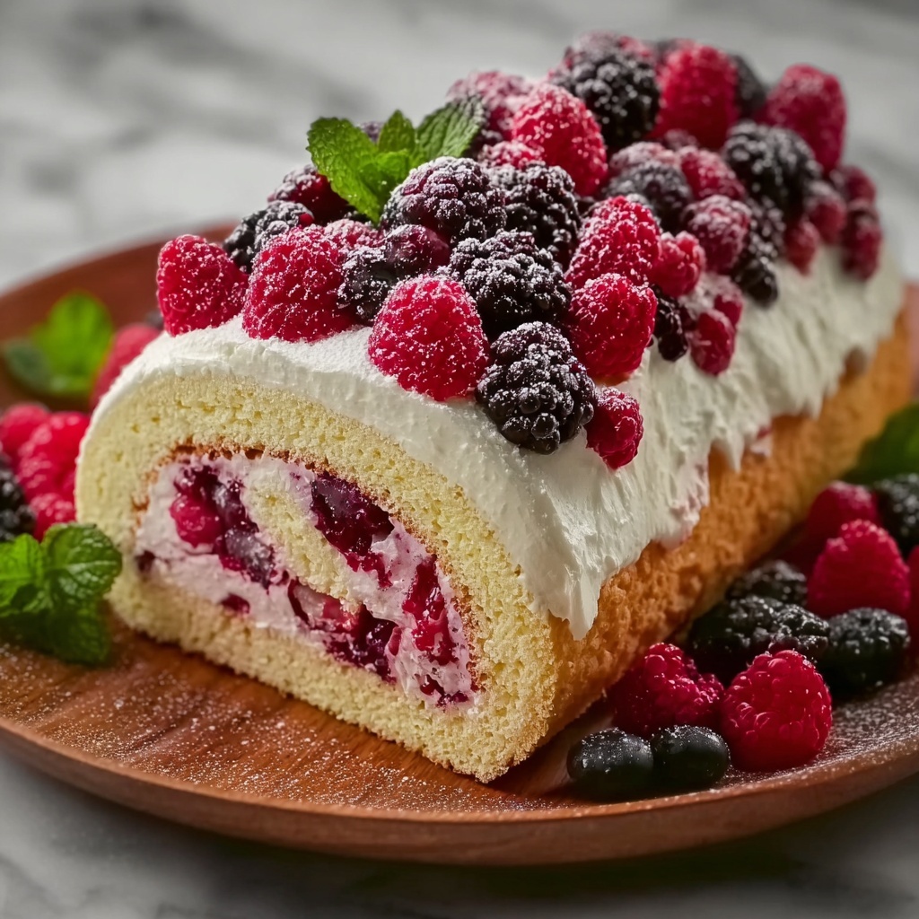 Raspberry Cream Roll Cake Recipe - Recipe Image