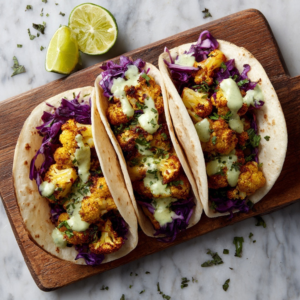 Cauliflower Tacos with Cilantro Lime Crema Recipe - Recipe Image