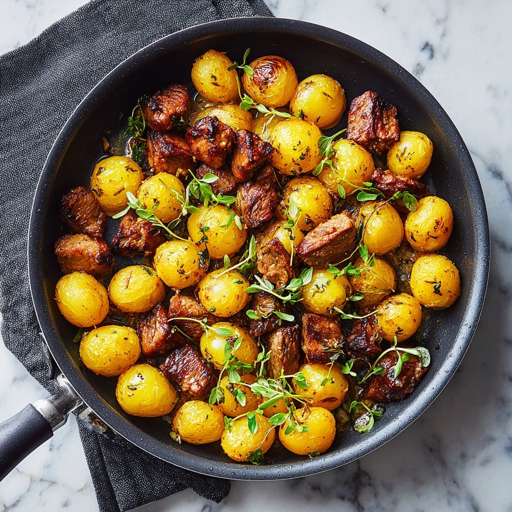 Steak Bites with Crispy Gnocchi in Garlic Rosemary Butter Recipe - Recipe Image