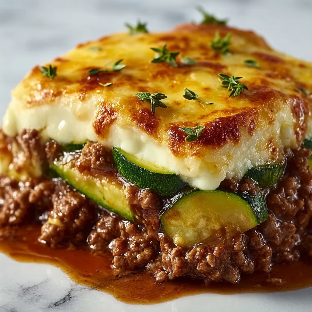 Cheesy Beef & Zucchini Casserole Recipe - Recipe Image