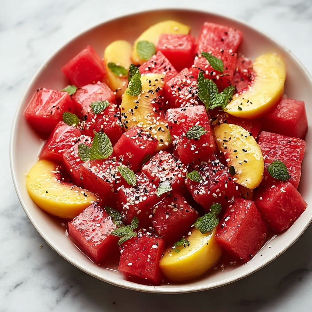 Peach Watermelon Salad with Fresh Herbs and Lime Recipe - Recipe Image