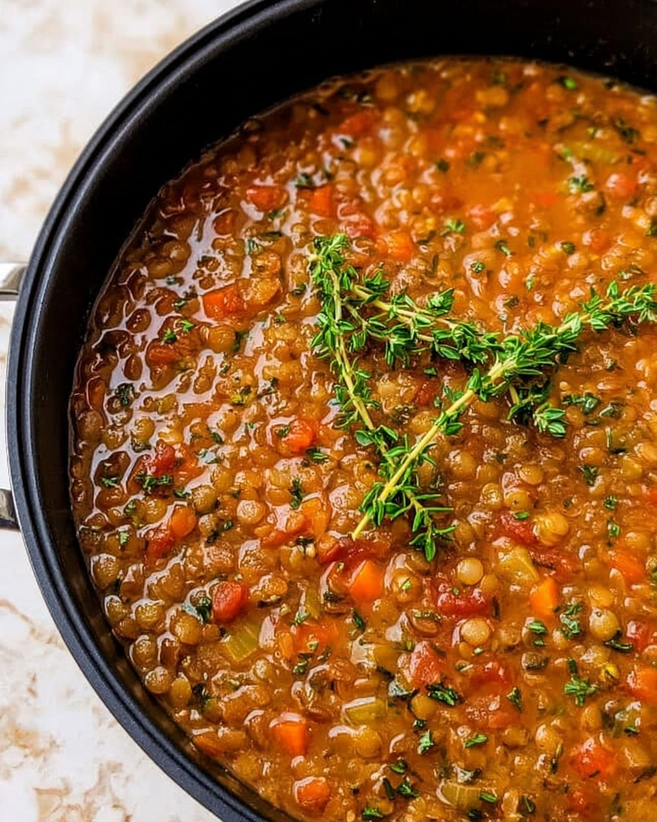 French Lentil Soup with Roasted Red Peppers and Herb-Garlic Chicken Recipe - Recipe Image