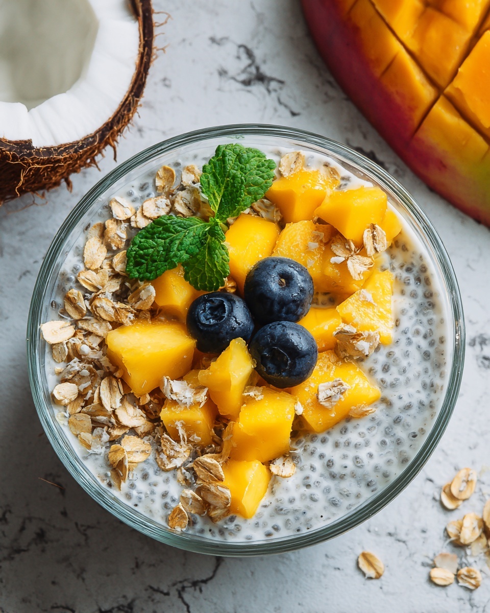 Coconut Chia Seed Pudding with Tropical Fruit Recipe - Recipe Image