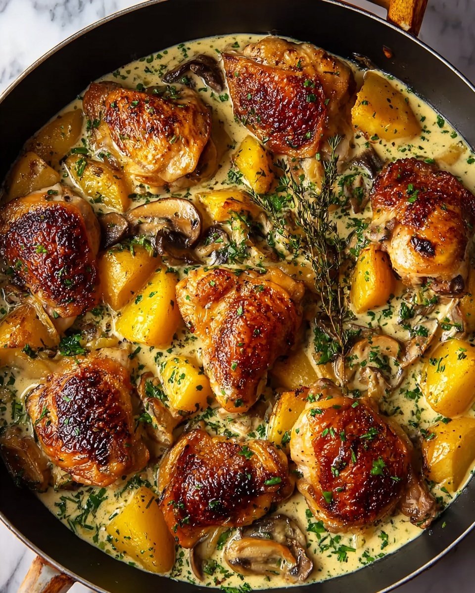 Herb Roasted Chicken in Creamy Garlic Herb Sauce Recipe - Recipe Image