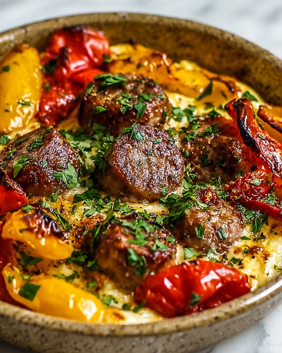 Foil Packet Cheesy Sausage and Peppers Recipe - Recipe Image