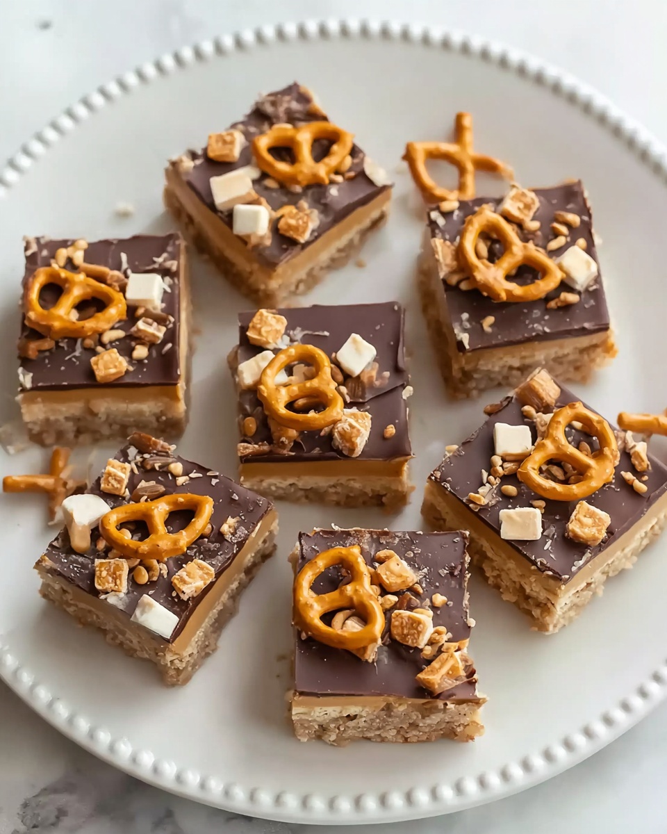 Chocolate Pretzel Peanut Butter Squares Recipe - Recipe Image