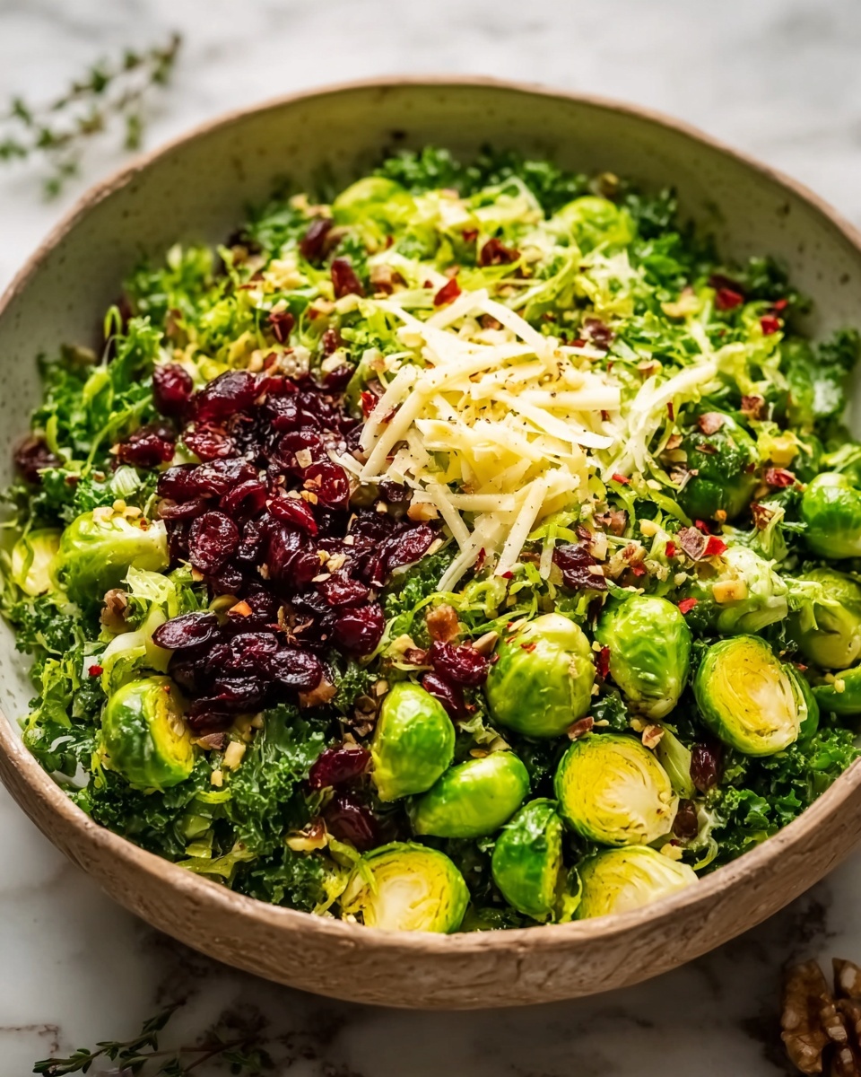 Brussels Sprout Salad with Cranberries and Parmesan Recipe - Recipe Image