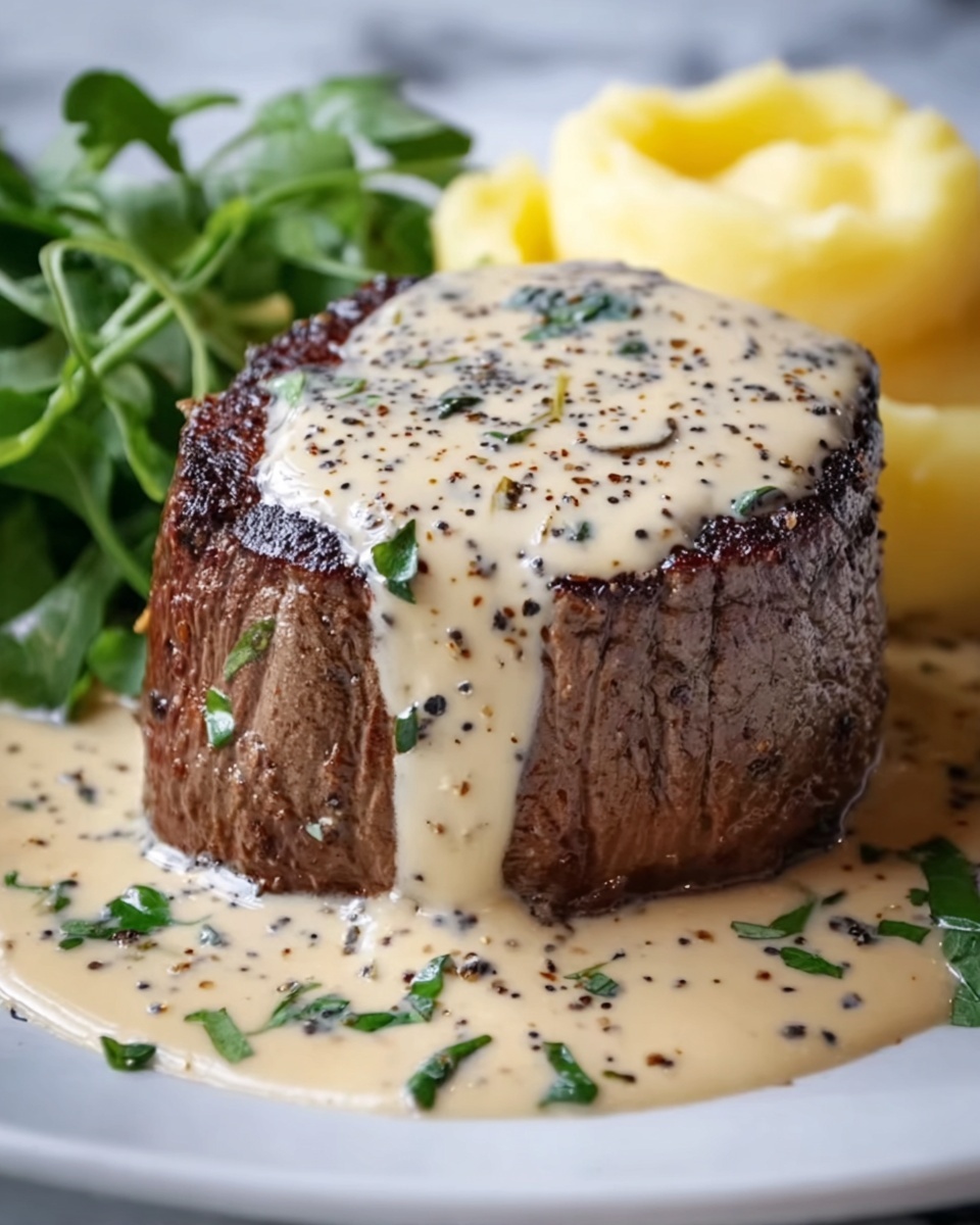 Filet Mignon with Creamy Peppercorn Sauce Recipe - Recipe Image