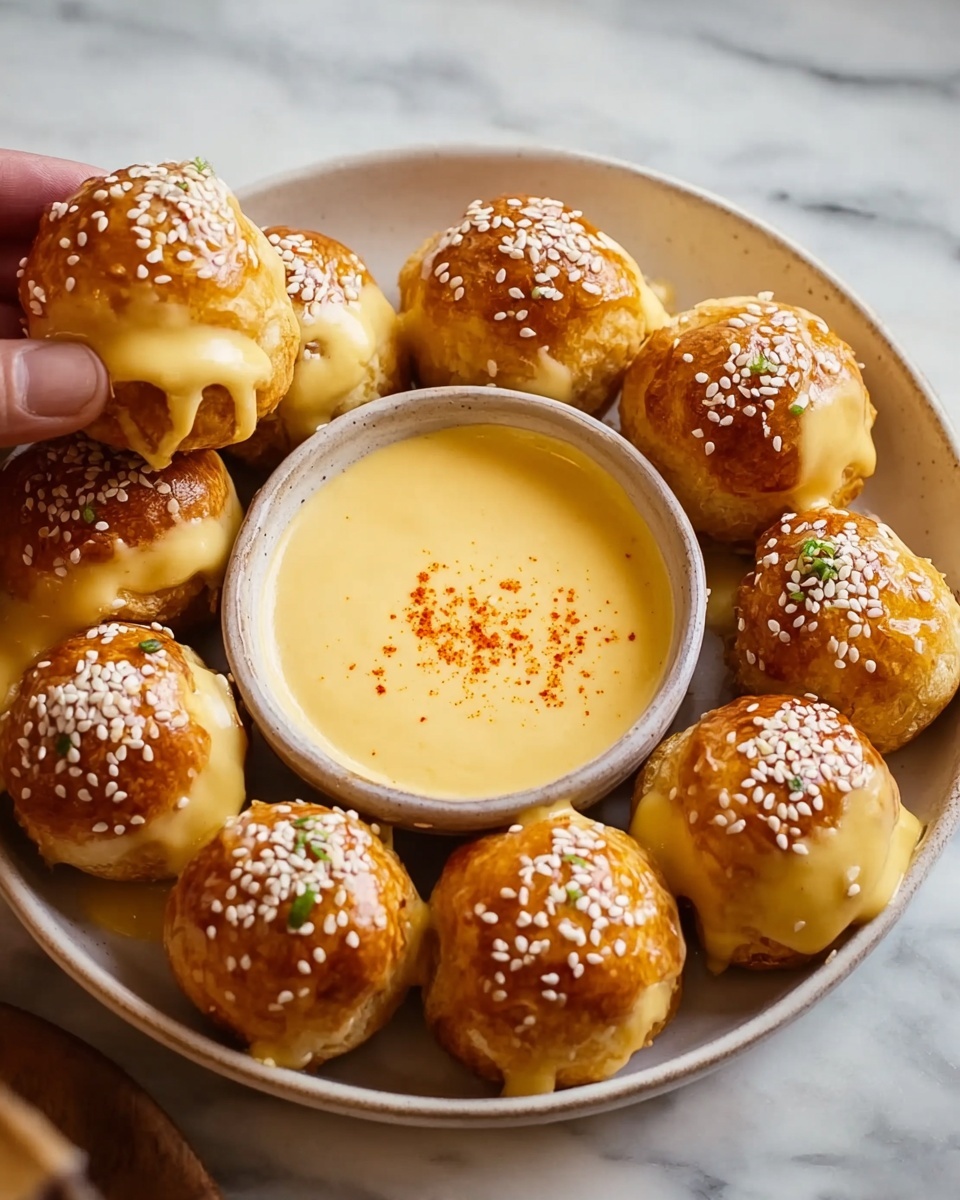 Pretzel Bites with Cheddar Cheese Sauce Recipe - Recipe Image