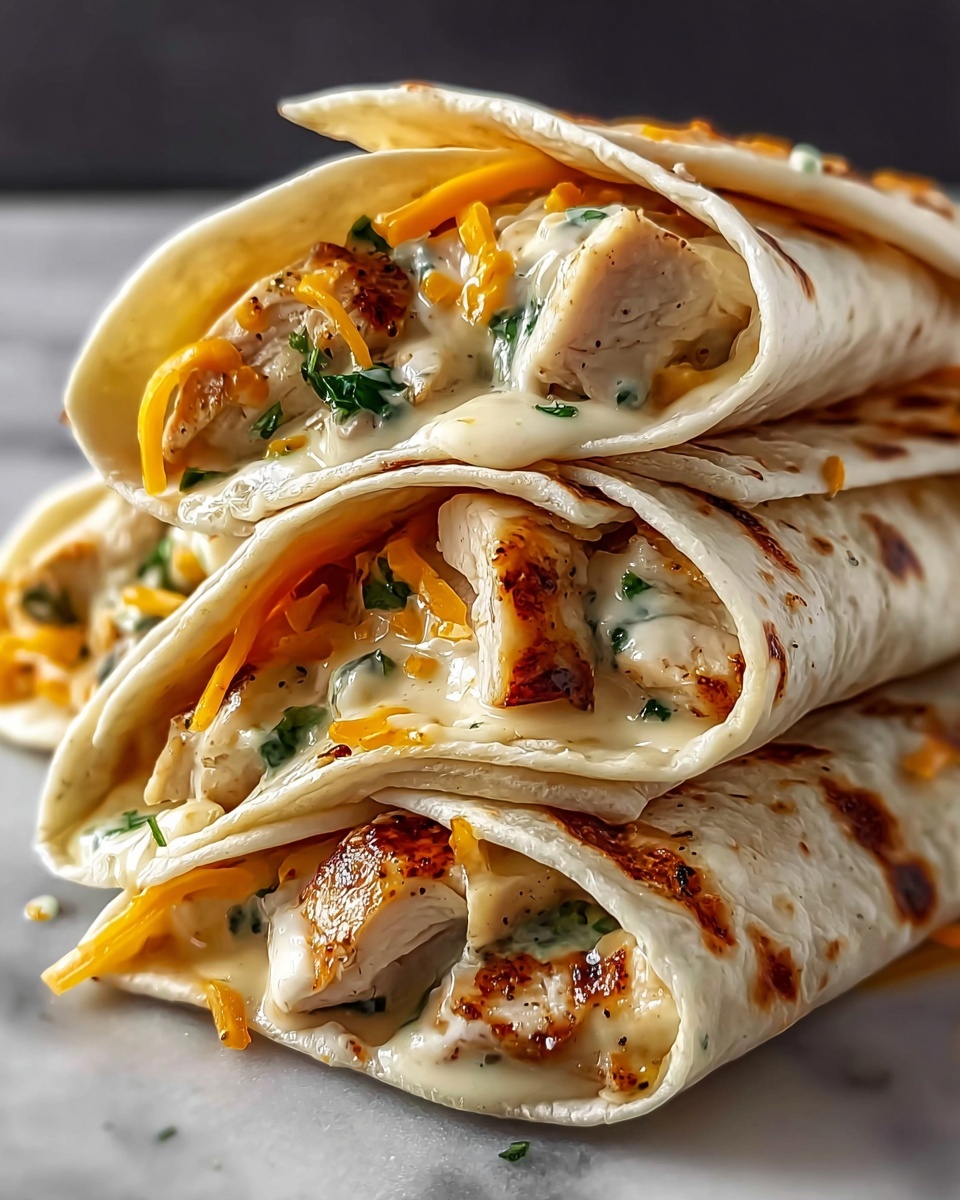 Cheesy Garlic Chicken Wraps Recipe - Recipe Image