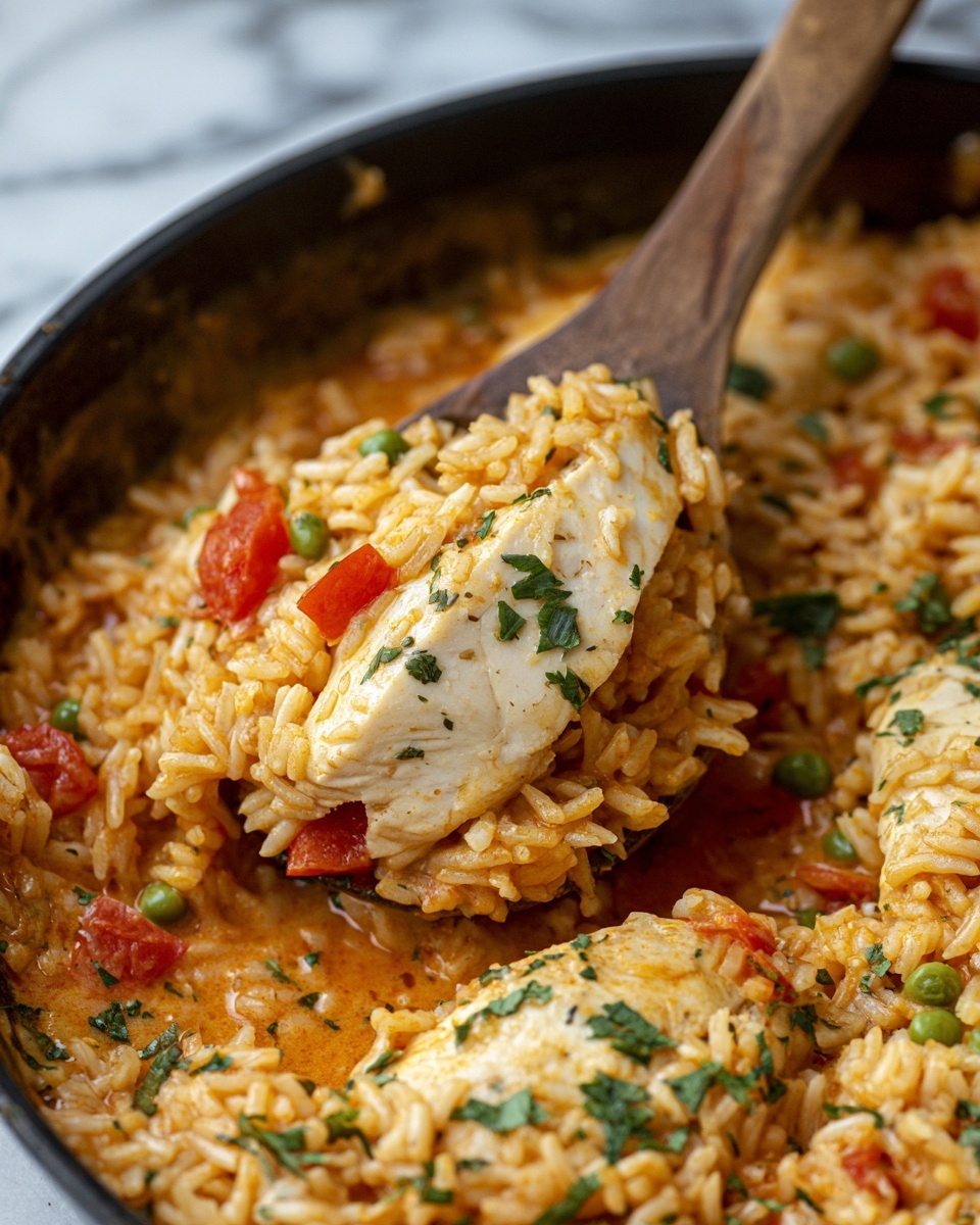 Easy One Pot Queso Chicken and Rice Recipe - Recipe Image