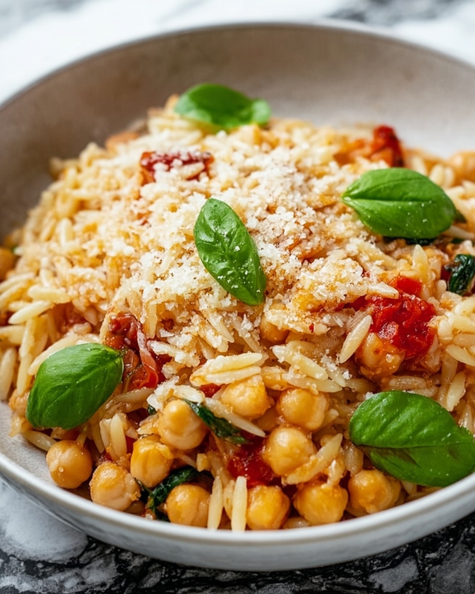 Creamy Tuscan Chickpeas & Orzo Recipe - Recipe Image