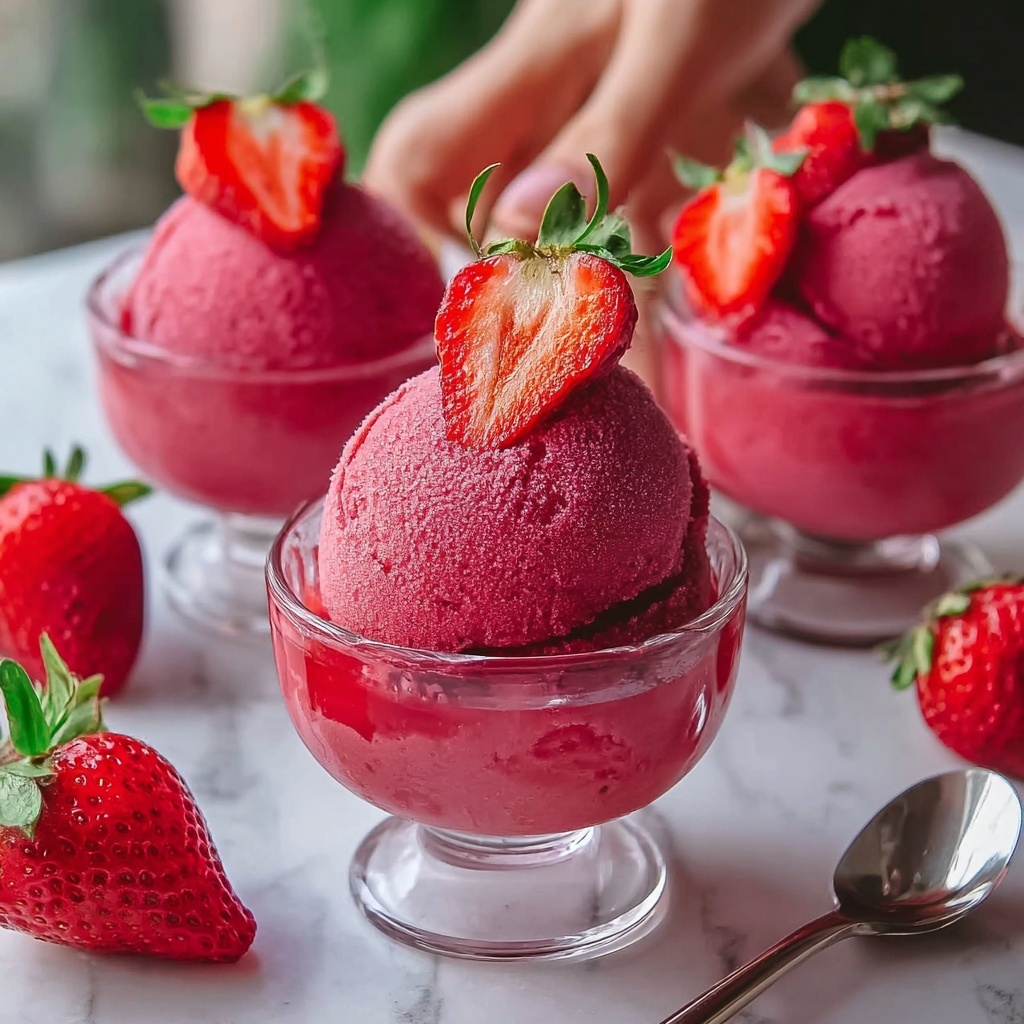 Homemade Strawberry Sorbet Recipe - Recipe Image