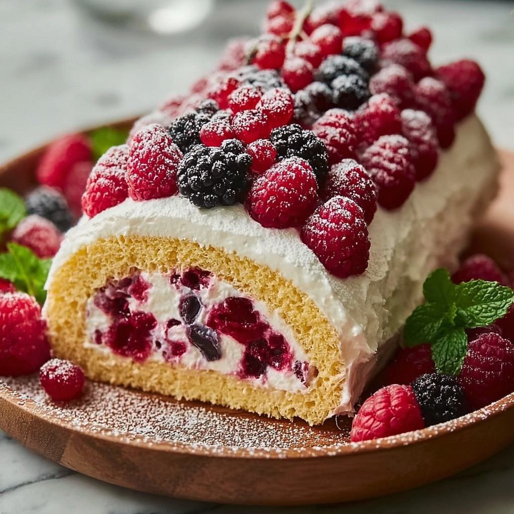 Raspberry Cream Roll Cake Recipe - Recipe Image