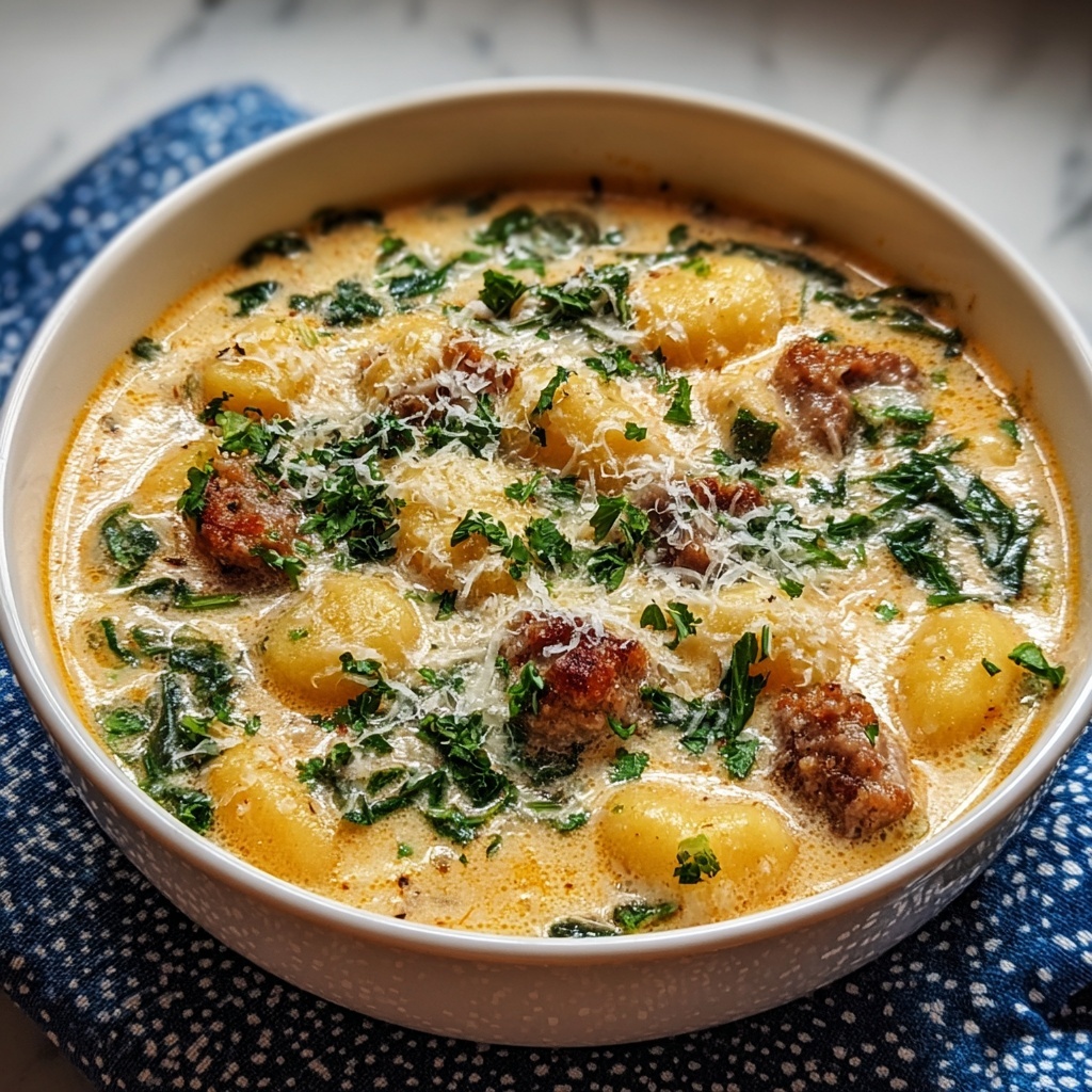 Creamy Parmesan Italian Sausage Ditalini Soup Recipe - Recipe Image