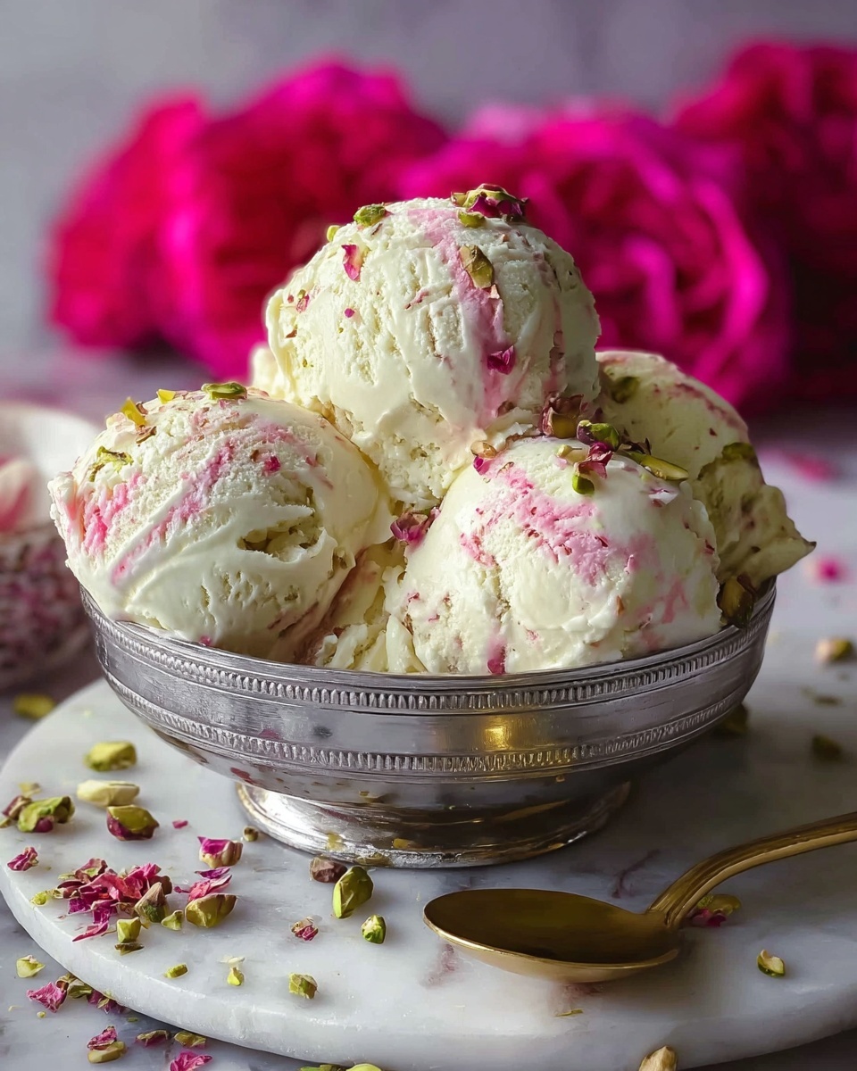 Rose Pistachio Cheesecake Ice Cream Recipe - Recipe Image