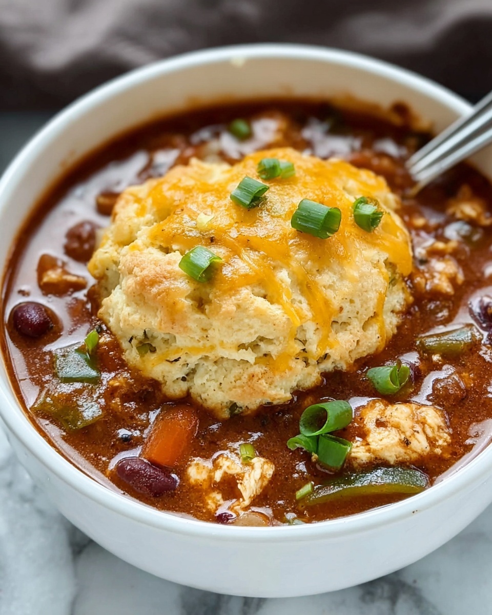 Chipotle Chicken Chili with Cheddar Bay Biscuit Topping Recipe - Recipe Image