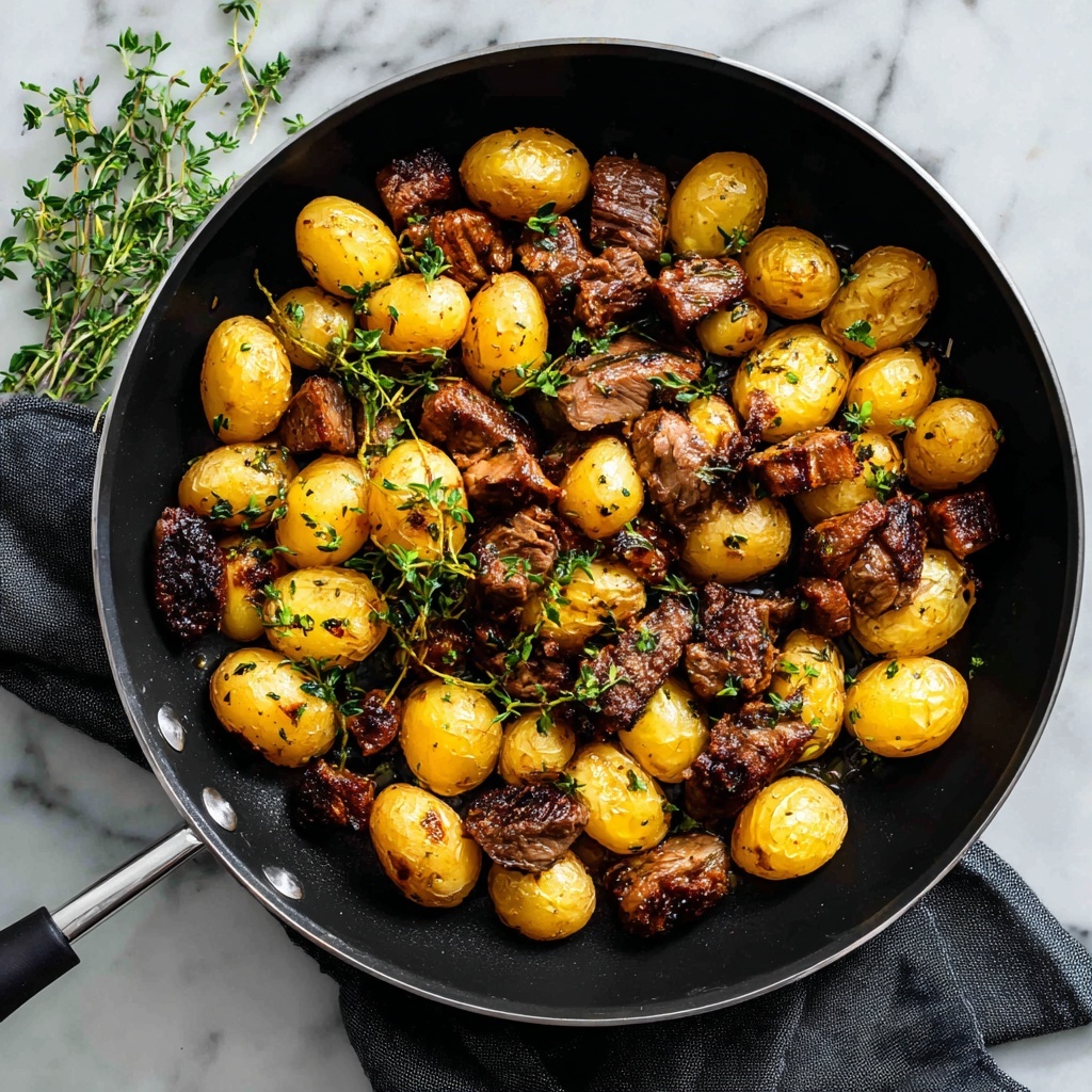 Steak Bites with Crispy Gnocchi in Garlic Rosemary Butter Recipe - Recipe Image