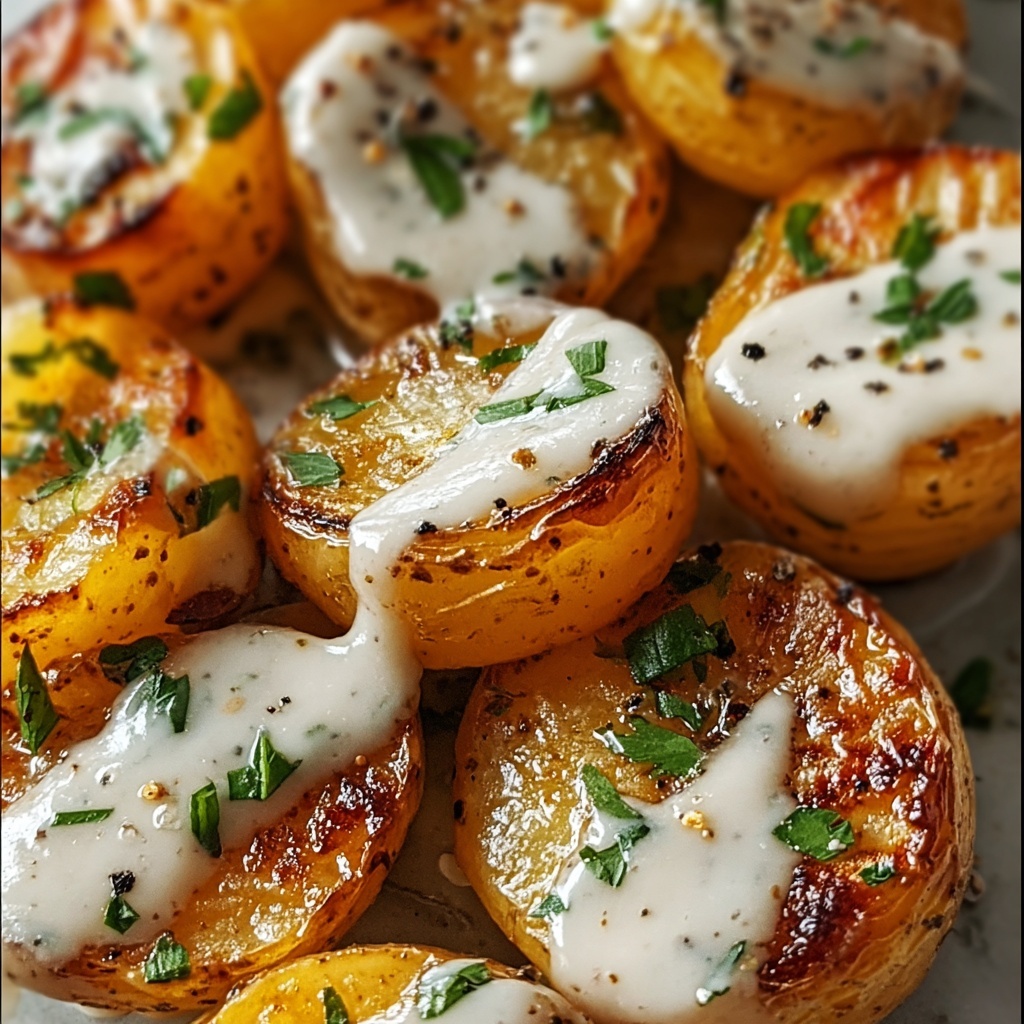 Creamy Garlic Sauce Baby Potatoes Recipe - Recipe Image