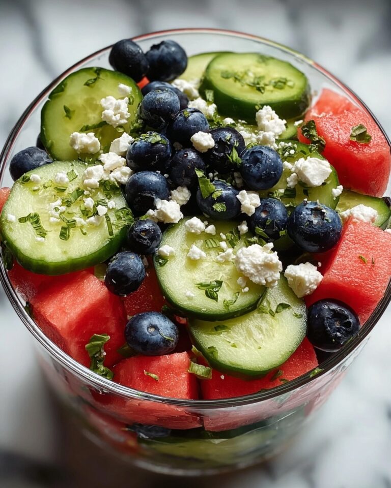 Watermelon Feta Salad with Cucumber and Blueberries Recipe