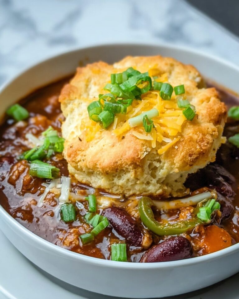 Chipotle Chicken Chili with Cheddar Bay Biscuit Topping Recipe