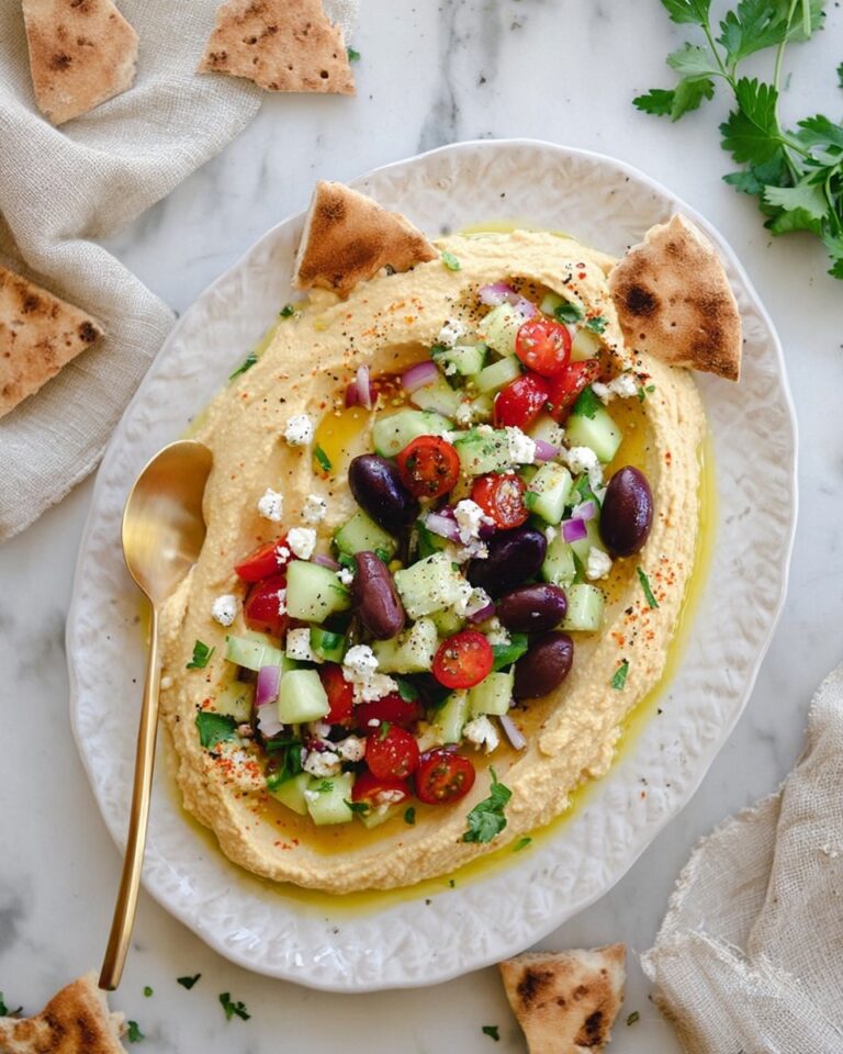 Loaded Hummus Dip with Greek Salad Toppings Recipe